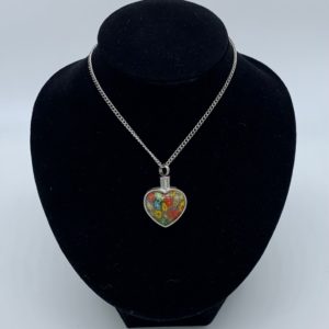 Multicolored Heart Pet Cremation Necklace