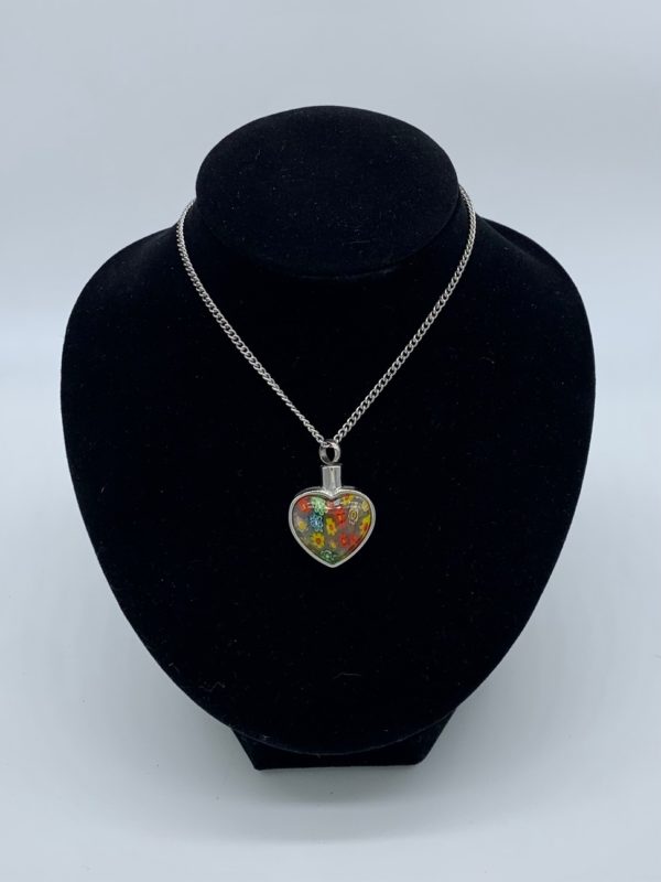 Multicolored Heart Pet Cremation Necklace