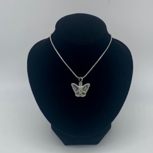 Silver Butterfly with Colors Pet Cremation Necklace